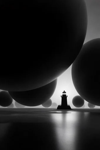 Stark Monochromatic Surrealism style reference image — stark geometric forms