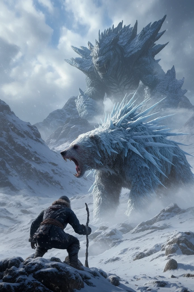 Arctic Grimdark Mythos style AI image example 1