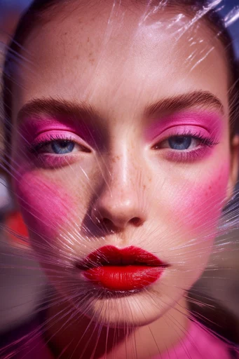 Tactile Neon Macro style reference image — extreme macro beauty photography
