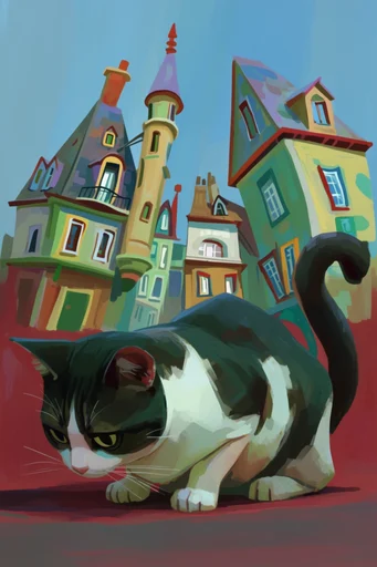 Vibrant Whimsical Painterly style reference image — saturated landscape