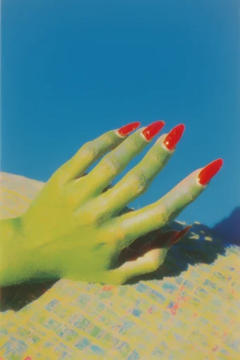 Analog Desert Surrealism style reference image — saturated primary colors