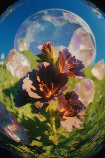 Surreal Hyper-Chromatic Fisheye style reference image — glossy texture