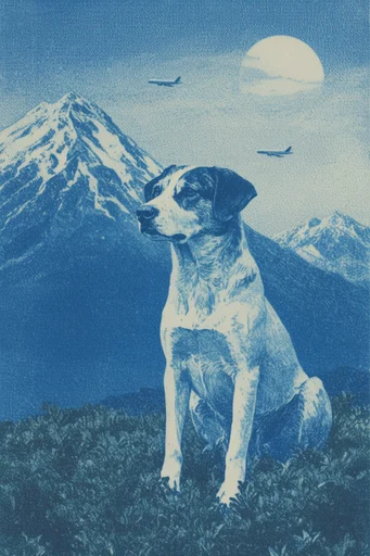 Ethereal Alpine Lithography style reference image — atmospheric indigo palette