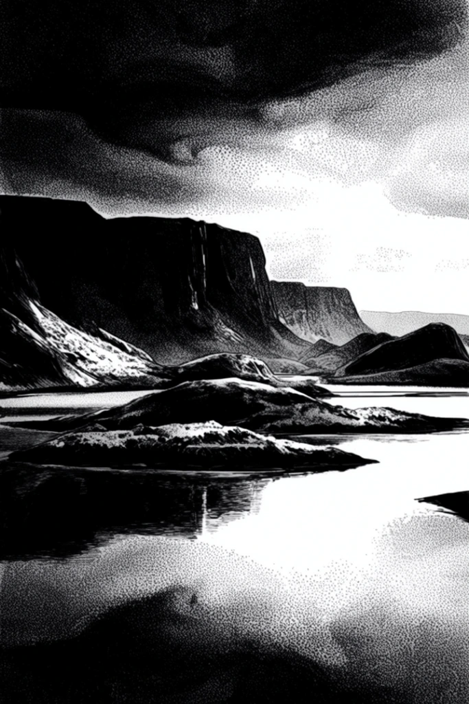 Gritty Monochromatic Noir style AI image example 2