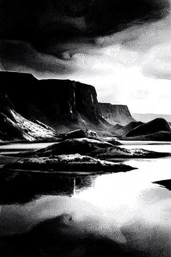 Gritty Monochromatic Noir style AI image example 2