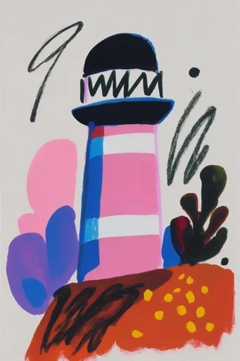 Expressive Folk Scribble style reference image — high-contrast graphic shapes