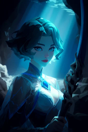 Luminous Abyssal Fantasy style reference image — deep blue and cyan gradient