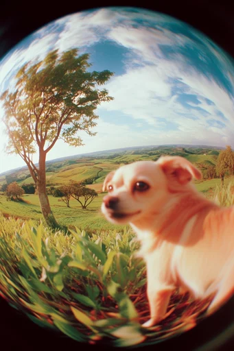 Dynamic Fisheye Nostalgia style reference image — analog film grain