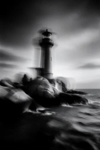 Ethereal Kinetic Noir style reference image — fragmented double exposure