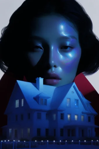 Luminous Cyber Noir style reference image — wet-look glossy skin