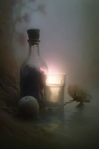 Cinematic Foggy Mysticism style reference image — glowing light source
