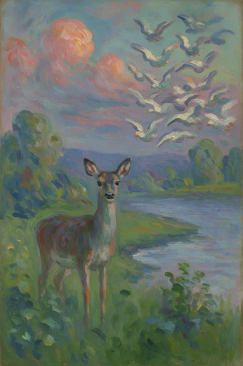 Ethereal Impressionist Pastoral style reference image — dappled sunlight