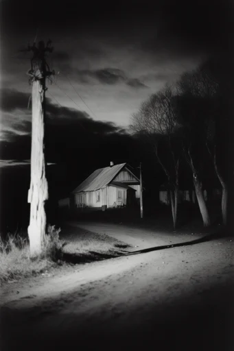 Cinematic Monochrome Realism style reference image — heavy film grain