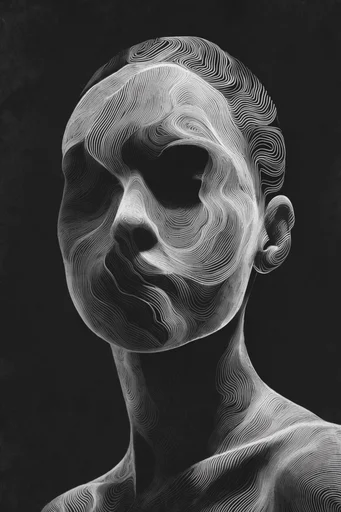Luminous Topographic Surrealism style reference image — minimalist line art