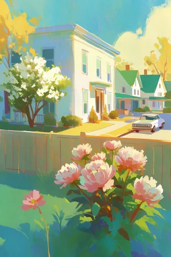 Vibrant Sunlit Gouache style reference image — saturated citrus palette