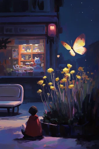 Luminous Nocturnal Whimsy style reference image — atmospheric night scene