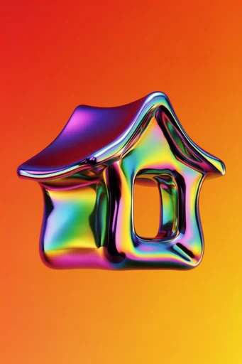Iridescent Liquid Chrome style reference image — holographic reflection