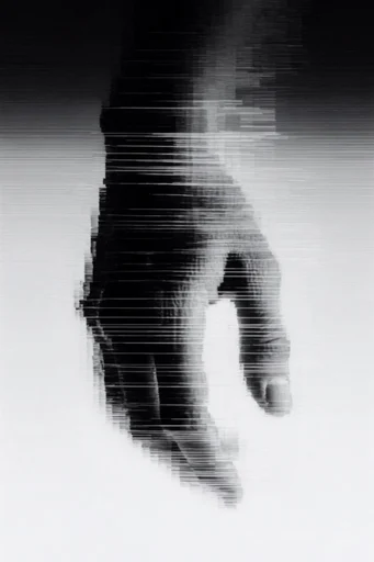Monochrome Glitch Abstraction style reference image — horizontal displacement