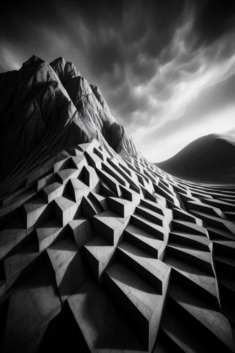 Monochrome Architectural Noir style reference image — black and white architectural photography