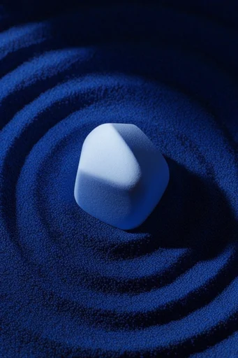 Monochromatic Cobalt Surrealism style reference image — existential minimalism