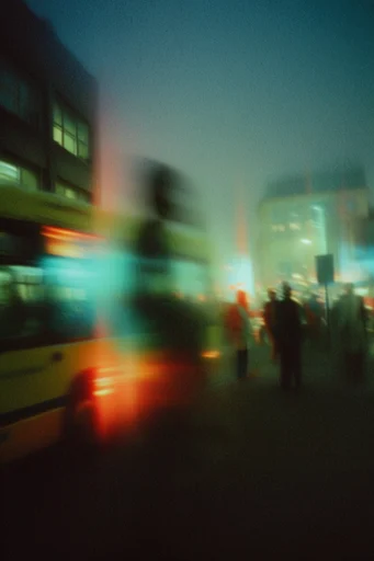Cinematic Motion Impressionism style reference image — heavy film grain