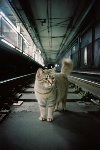 Cinematic Transit Melancholy style reference image — fluorescent lighting
