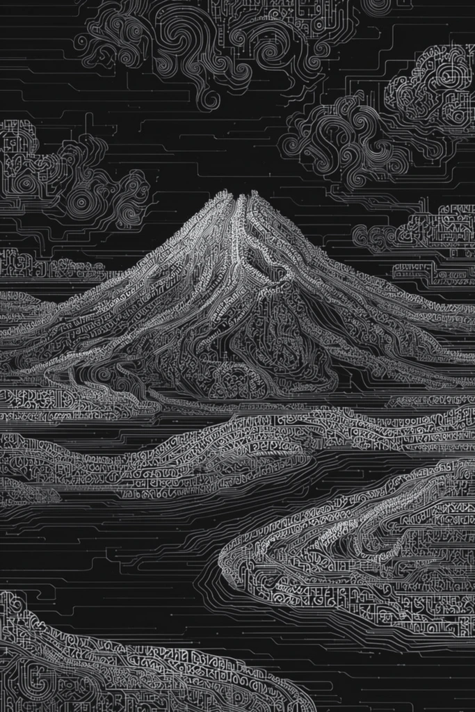 Monochrome Cybernetic Brutalism style AI image example 2