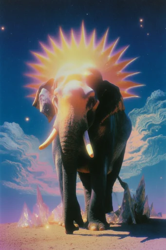 Celestial Dream Surrealism style reference image — glowing warm light