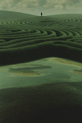 Minimalist Verdant Surrealism style reference image — monochromatic green palette