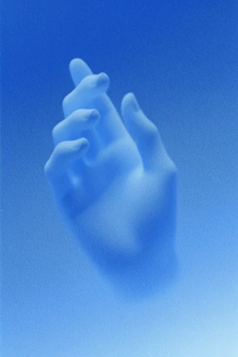 Ethereal Cyan Stipple style reference image — surrealist minimalist composition