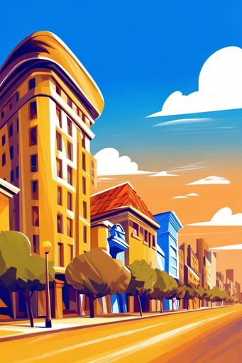 Geometric Adventure Landscapes style reference image — stylized digital landscape