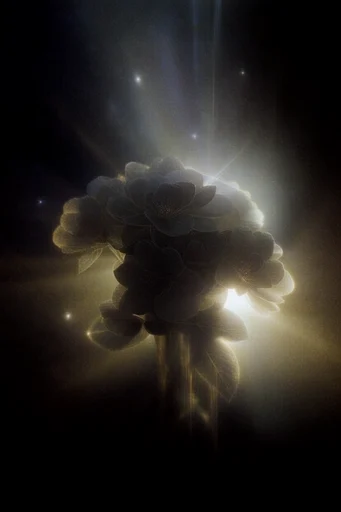 Luminous Cosmic Noir style reference image — retro-futuristic haze