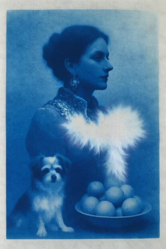Spectral Cyanotype Surrealism style reference image — surreal tactile elements