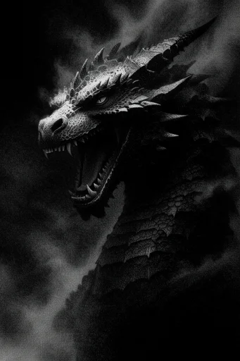 Nocturnal Stipple Noir style reference image — high-contrast monochrome