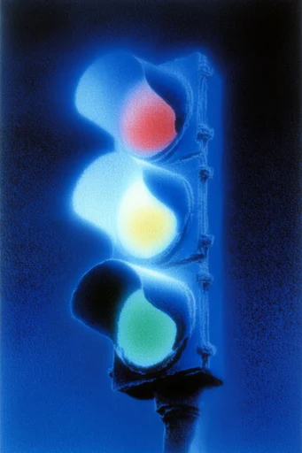 Luminous Indigo Nocturne style reference image — heavy film grain