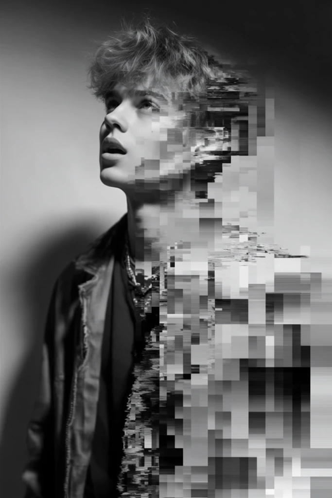 Monochrome Cybernetic Deconstruction style AI image example 1