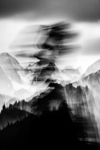 Ethereal Monochrome Motion style reference image — high contrast monochrome