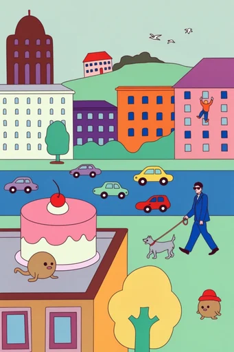 Surreal Retro Pop style reference image — flat vector illustration