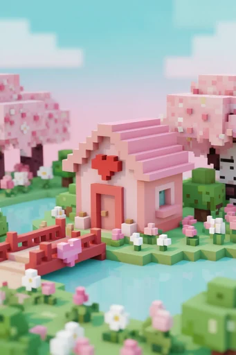 Cozy Pastel Voxel style reference image — pastel color scheme