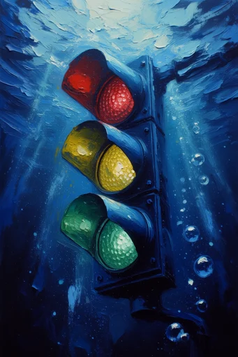 Submerged Impasto Surrealism style reference image — underwater caustic lighting