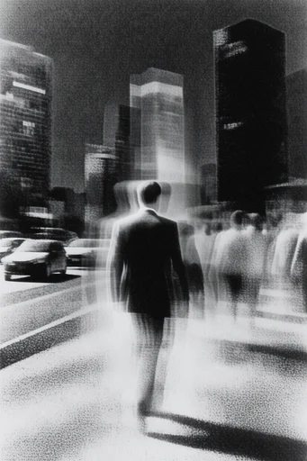 Kinetic Noir Spectralism style reference image — shutter drag effect