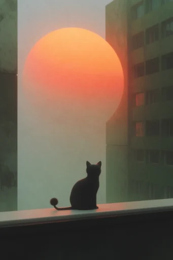 Minimalist Solar Surrealism style reference image — desaturated teal palette