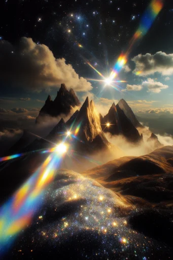 Prismatic Cosmic Glamour style reference image — prismatic starburst lens flare