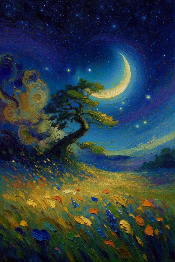 Luminous Celestial Impasto style AI image example 2