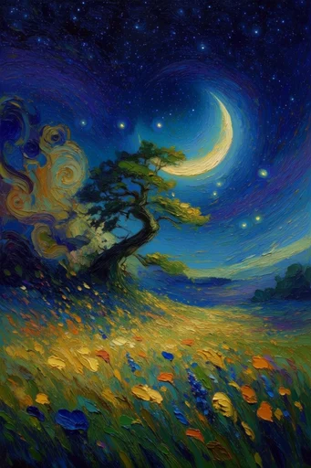 Luminous Celestial Impasto style AI image example 2