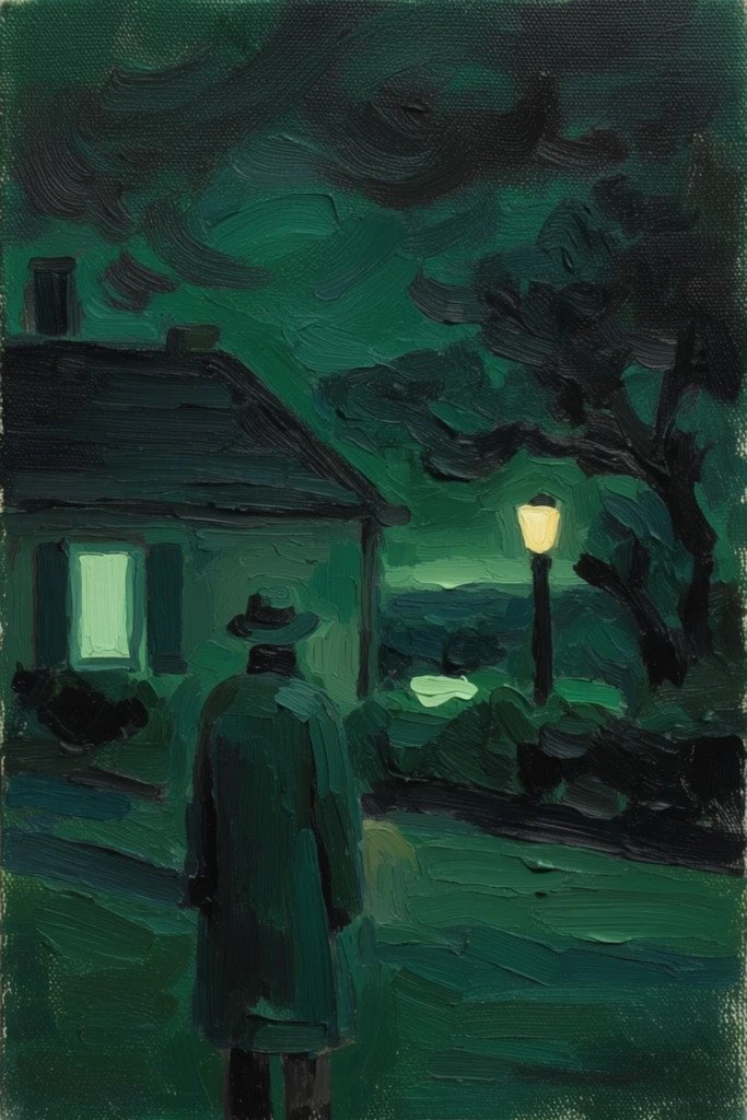 Nocturnal Impasto Tonalism style AI image example 1
