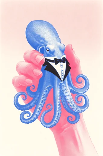 Surreal Botanical Archive style reference image — cyanotype collage