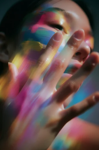Prismatic Avant-Garde Beauty style reference image — saturated neon palette