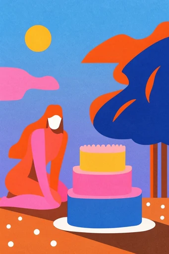 Graphic Pop Surrealism style reference image — clean hard-edged shapes