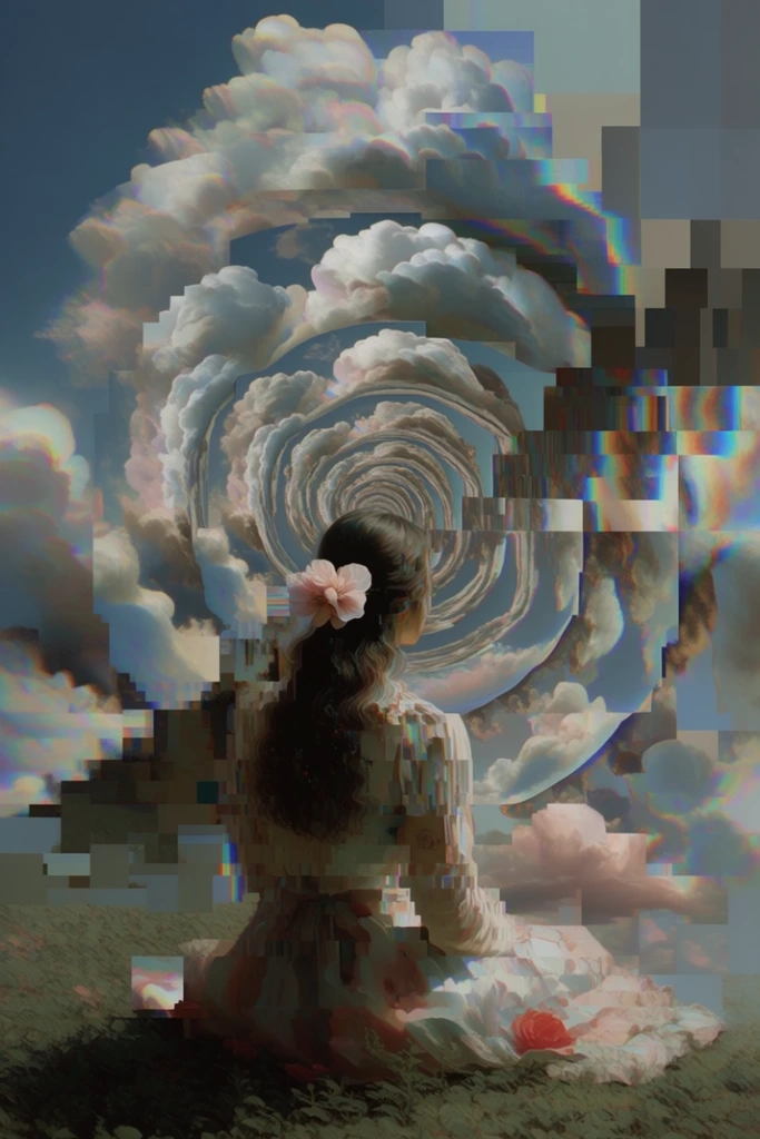Recursive Glitch Surrealism style AI image example 1